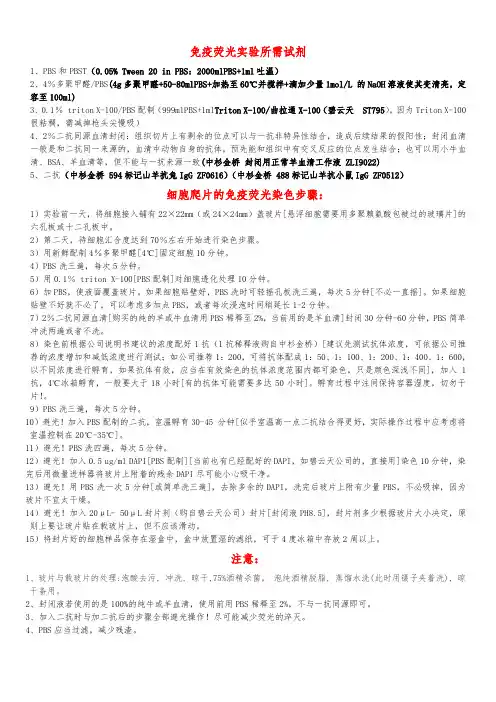 细胞免疫荧光染色的自我总结