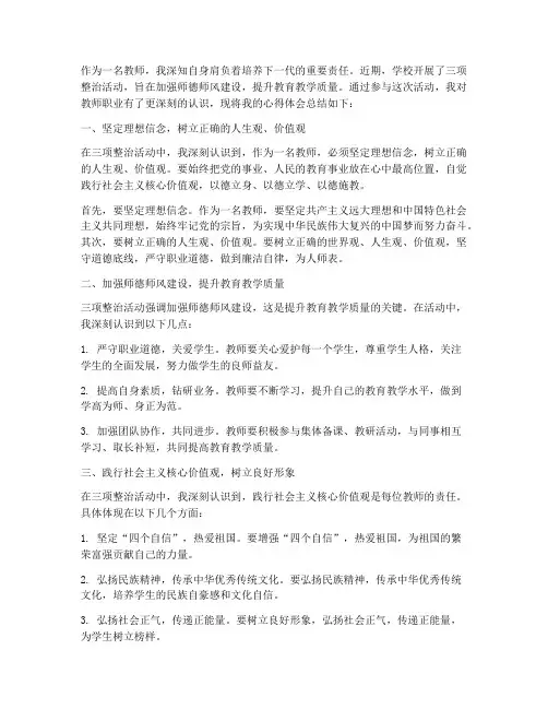 教师三项整治心得体会