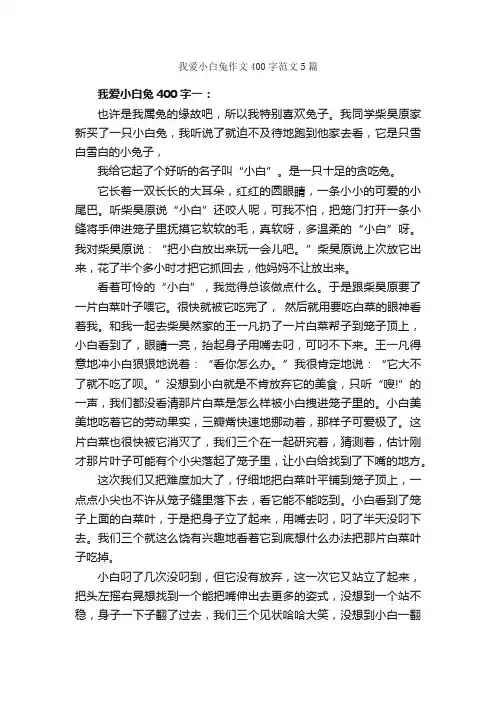 我爱小白兔作文400字范文5篇_小学五年级作文_