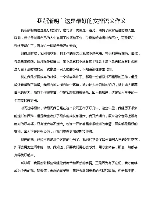 我渐渐明白这是最好的安排语文作文