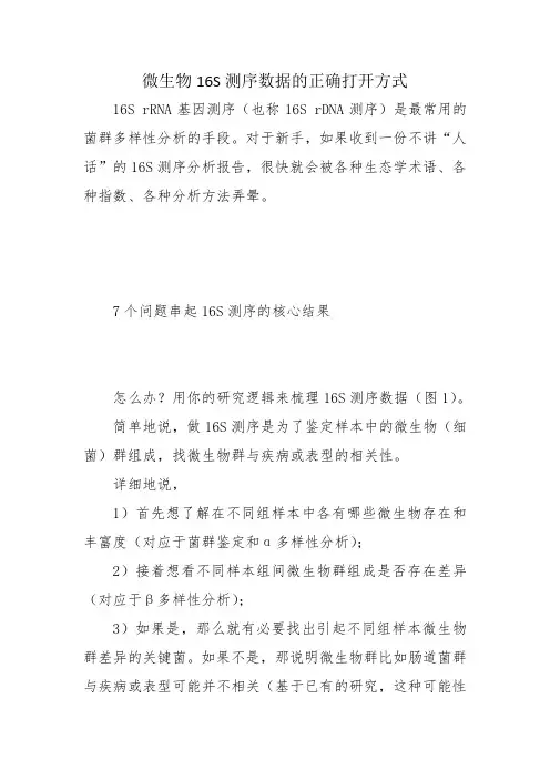 微生物16S测序数据的正确打开方式