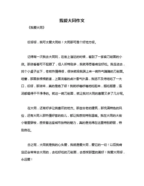 我爱大同作文