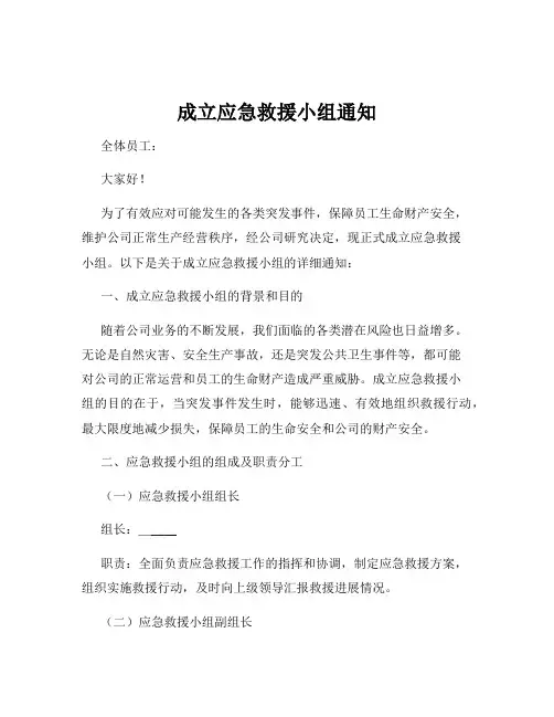 成立应急救援小组通知