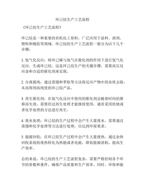 环己烷生产工艺流程