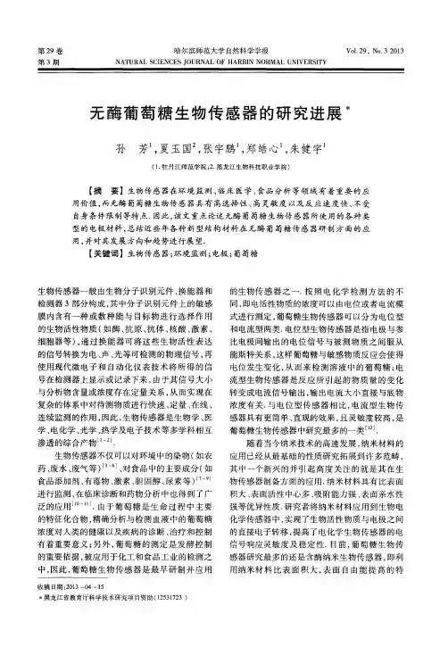 无酶葡萄糖生物传感器的研究进展