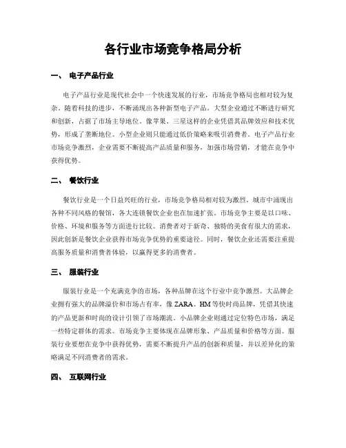各行业市场竞争格局分析