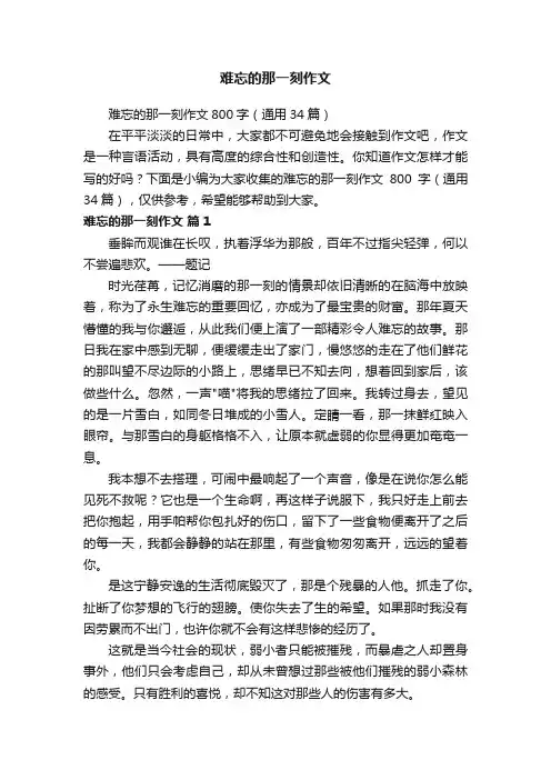 难忘的那一刻作文
