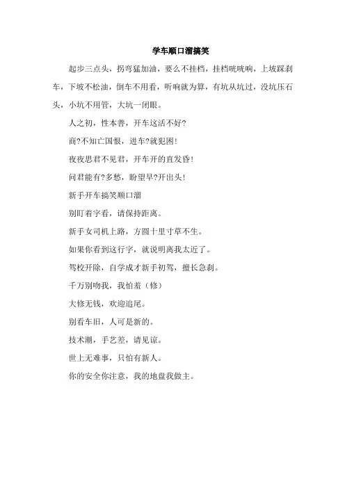 学车顺口溜搞笑