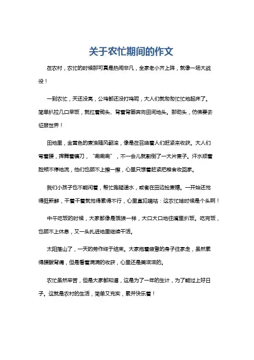关于农忙期间的作文