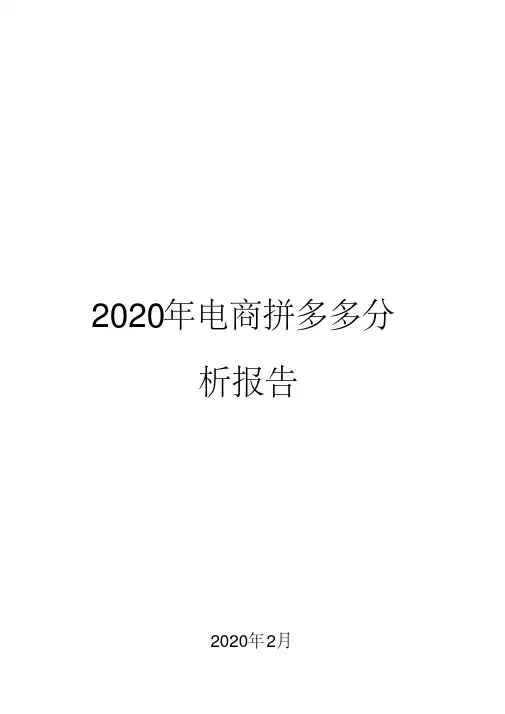 2020年电商拼多多分析报告