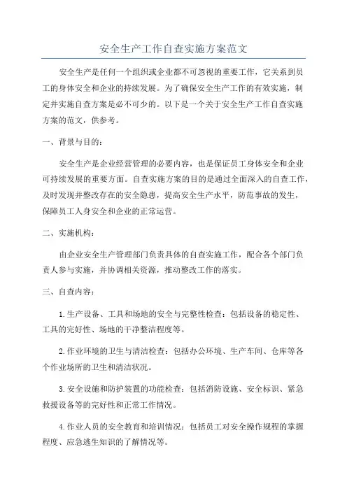 安全生产工作自查实施方案范文