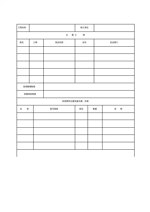 电气工程竣工验收表格模板