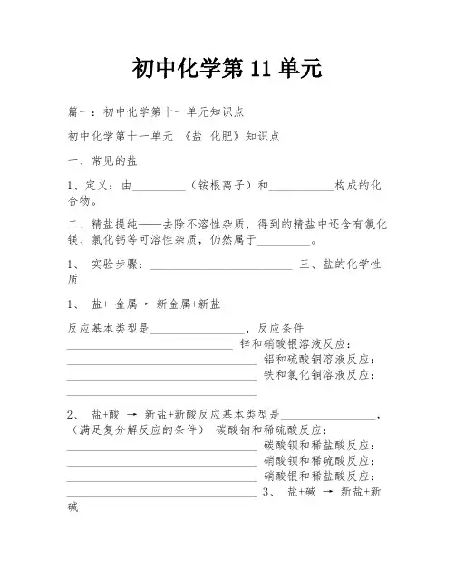 初中化学第11单元