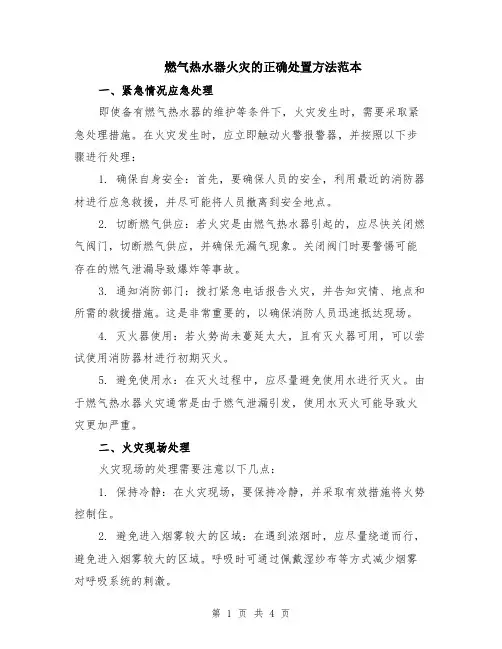 燃气热水器火灾的正确处置方法范本（2篇）
