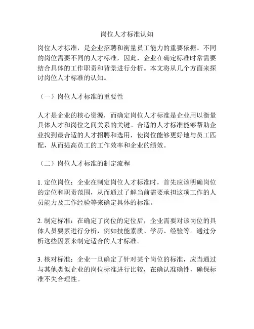 岗位人才标准认知