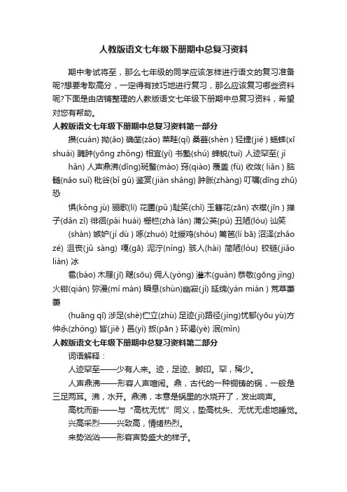 人教版语文七年级下册期中总复习资料