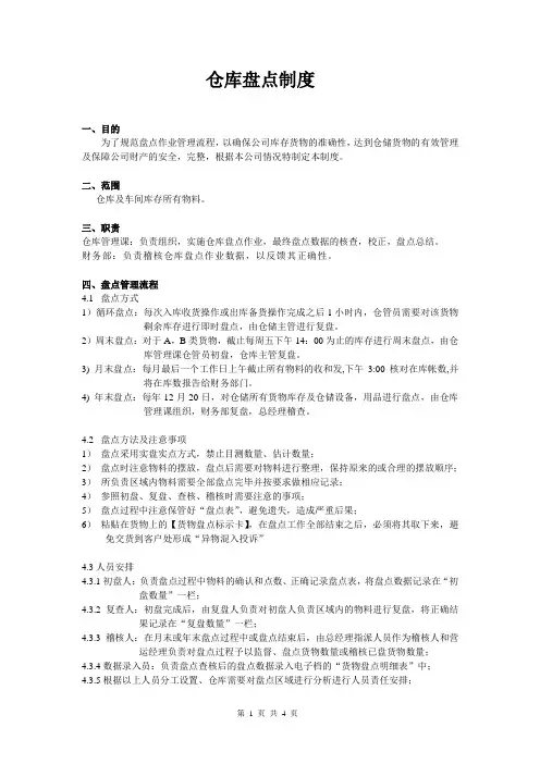 仓库盘点制度