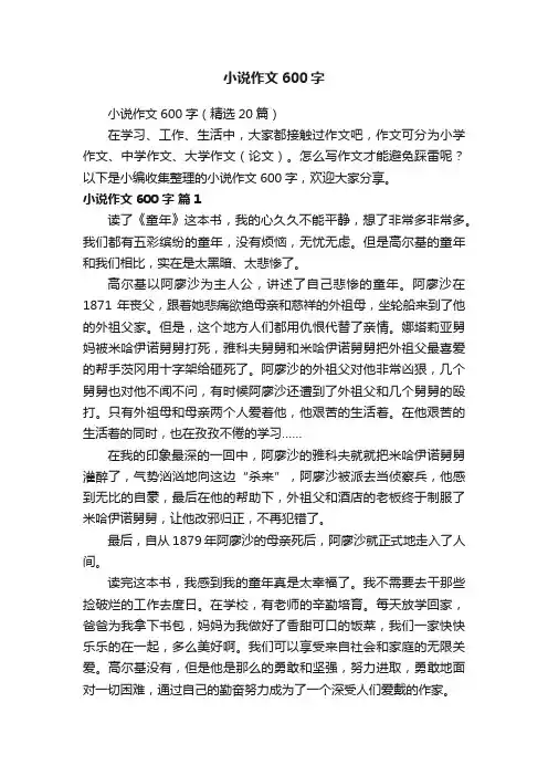 小说作文600字（精选20篇）