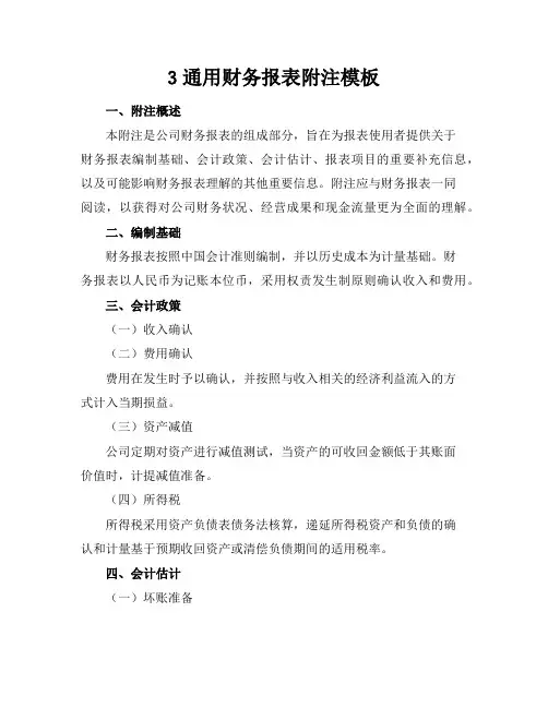 3通用财务报表附注模板