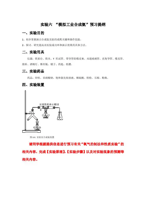 实验六 模拟工业合成氨