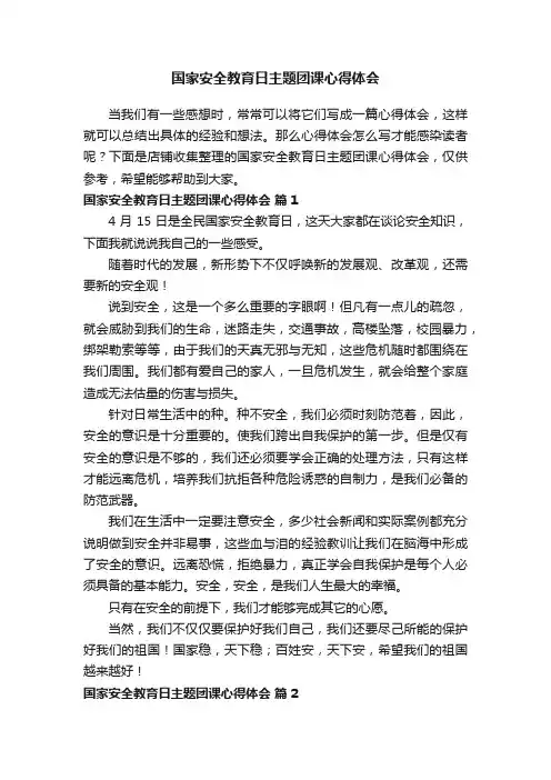 国家安全教育日主题团课心得体会
