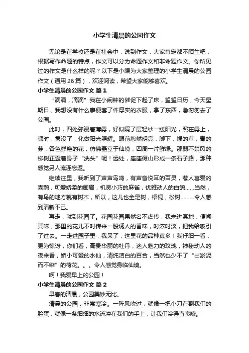 小学生清晨的公园作文（通用26篇）