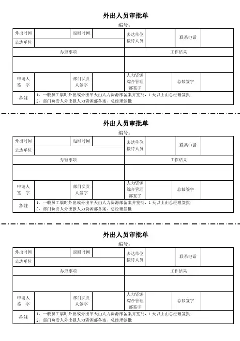 外出人员审批表