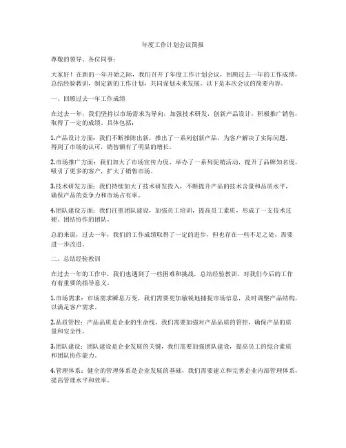 年度工作计划会议简报