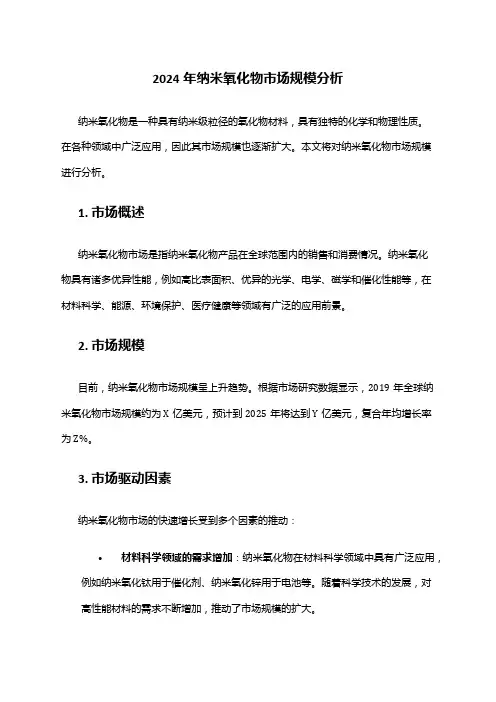 2024年纳米氧化物市场规模分析