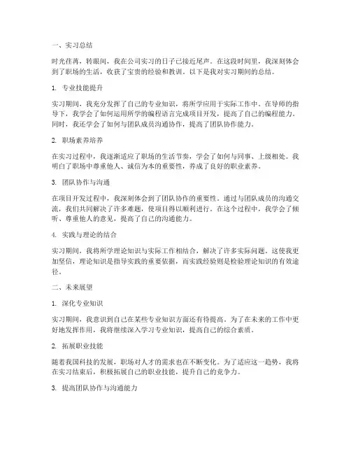 实习报告总结未来展望
