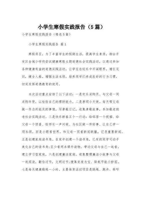 小学生寒假实践报告(5篇)