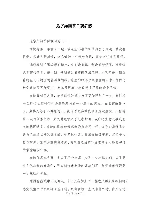 见字如面节目观后感
