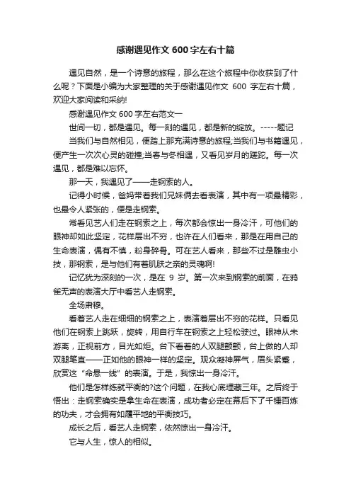 感谢遇见作文600字左右十篇