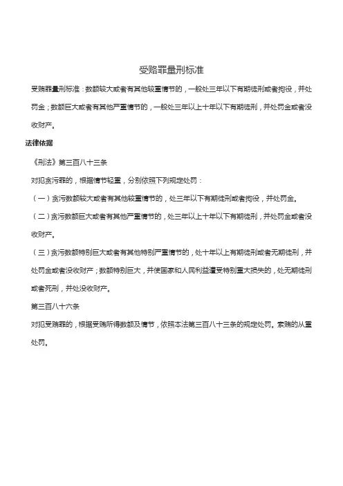 受赂罪量刑标准