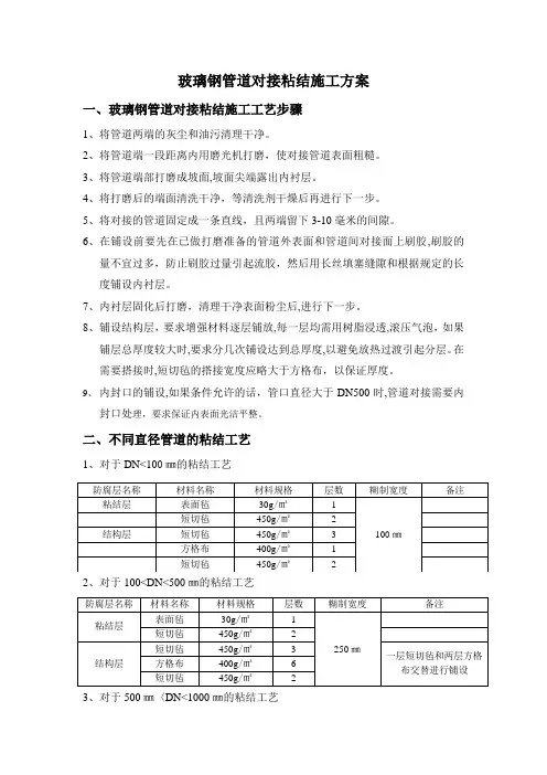 玻璃钢管道对接粘结施工工艺
