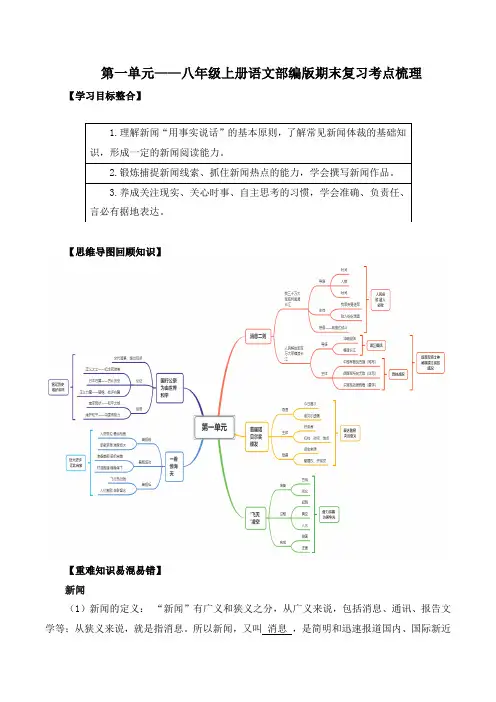 第一单元复习考点梳理-2024-2025学年统编版语文八年级上册