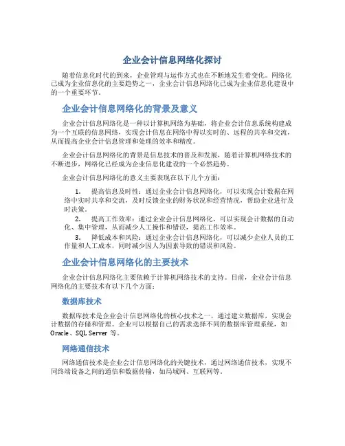 企业会计信息网络化探讨