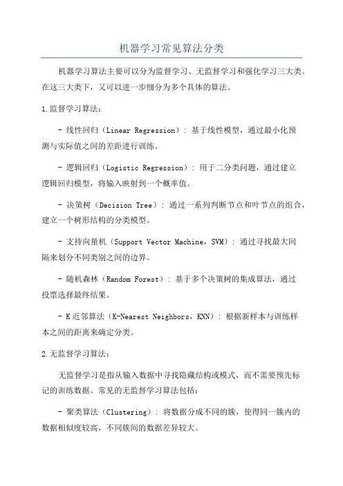 机器学习常见算法分类