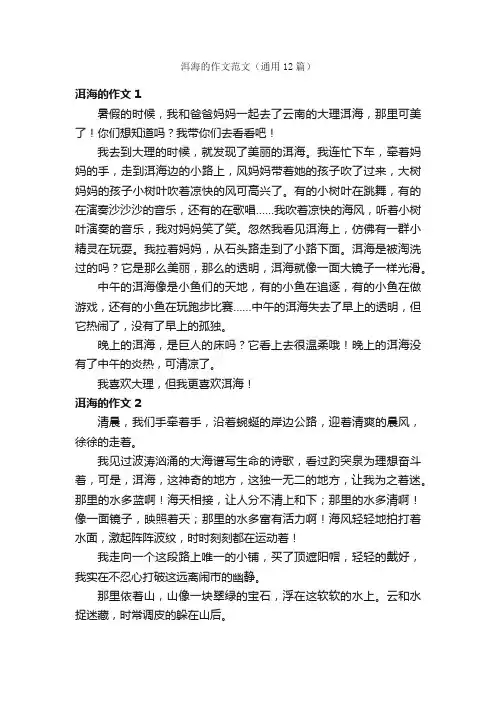 洱海的作文范文（通用12篇）