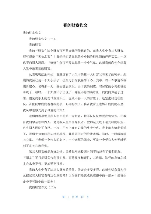 我的财富作文
