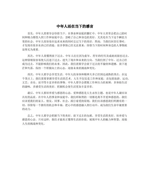 中年人活在当下的感言