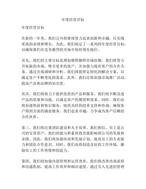 年度经营目标