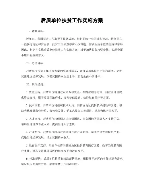 后盾单位扶贫工作实施方案