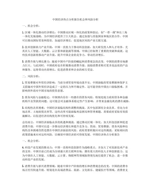 中国经济热点分析报告机会和风险分析