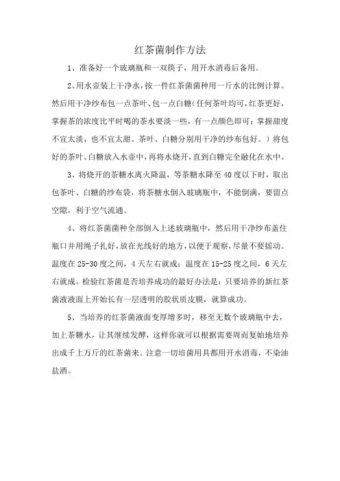 红茶菌制作方法