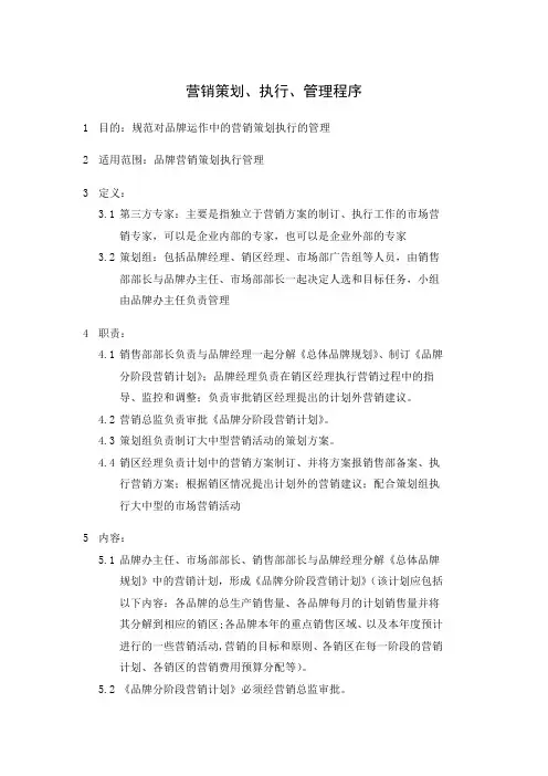 营销策划、执行、管理程序