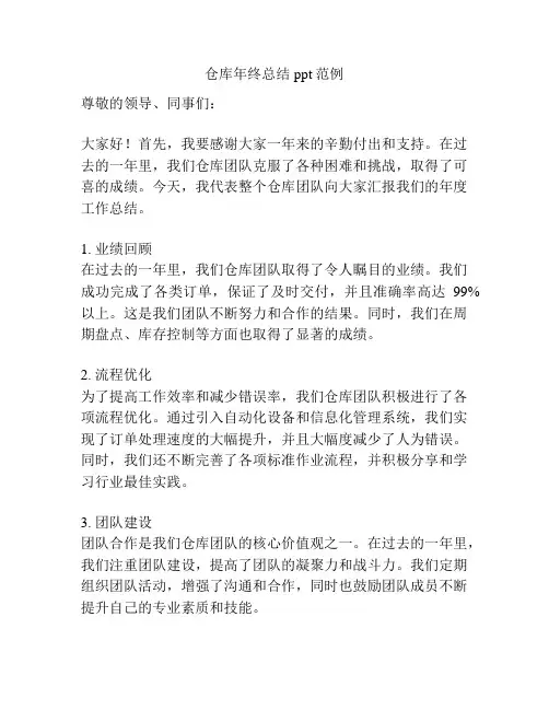 仓库年终总结ppt范例