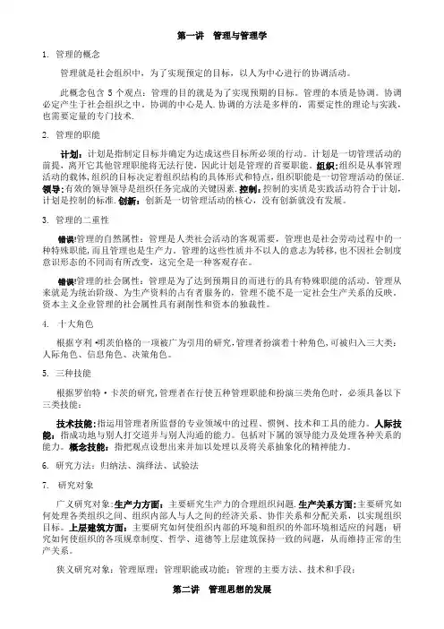 管理学知识点汇总
