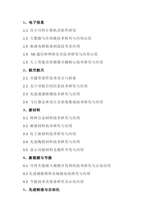 高科技课题研究题目大全