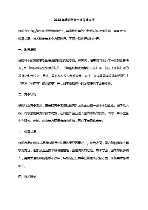 2023年修船行业市场环境分析